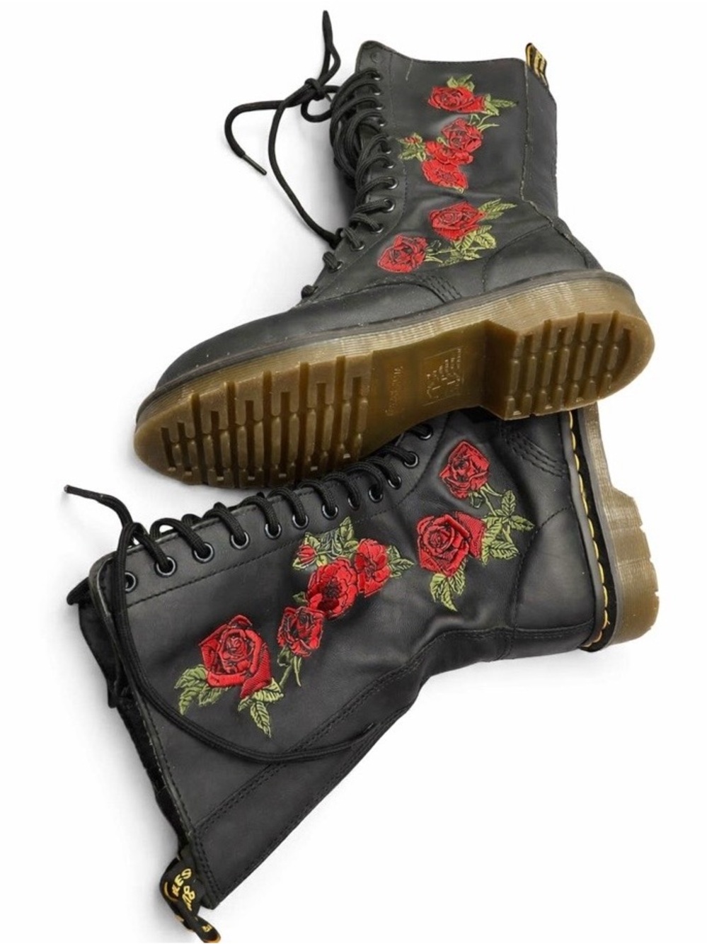 1460 VONDA FLORAL LEATHER LACE UP. Doc Martens Rose Embroidered Boots. New!   🥾